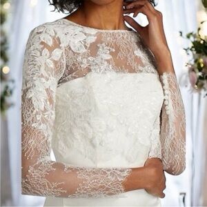 BHLDN White Lace Long-Sleeve Bridal Top